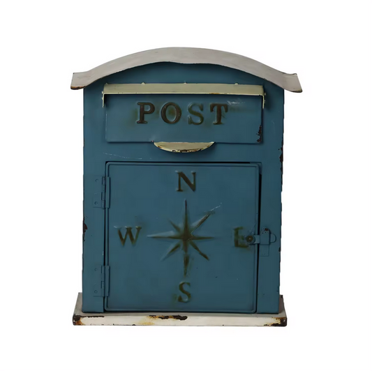 Blue Compass Wall-Mounted Mailbox