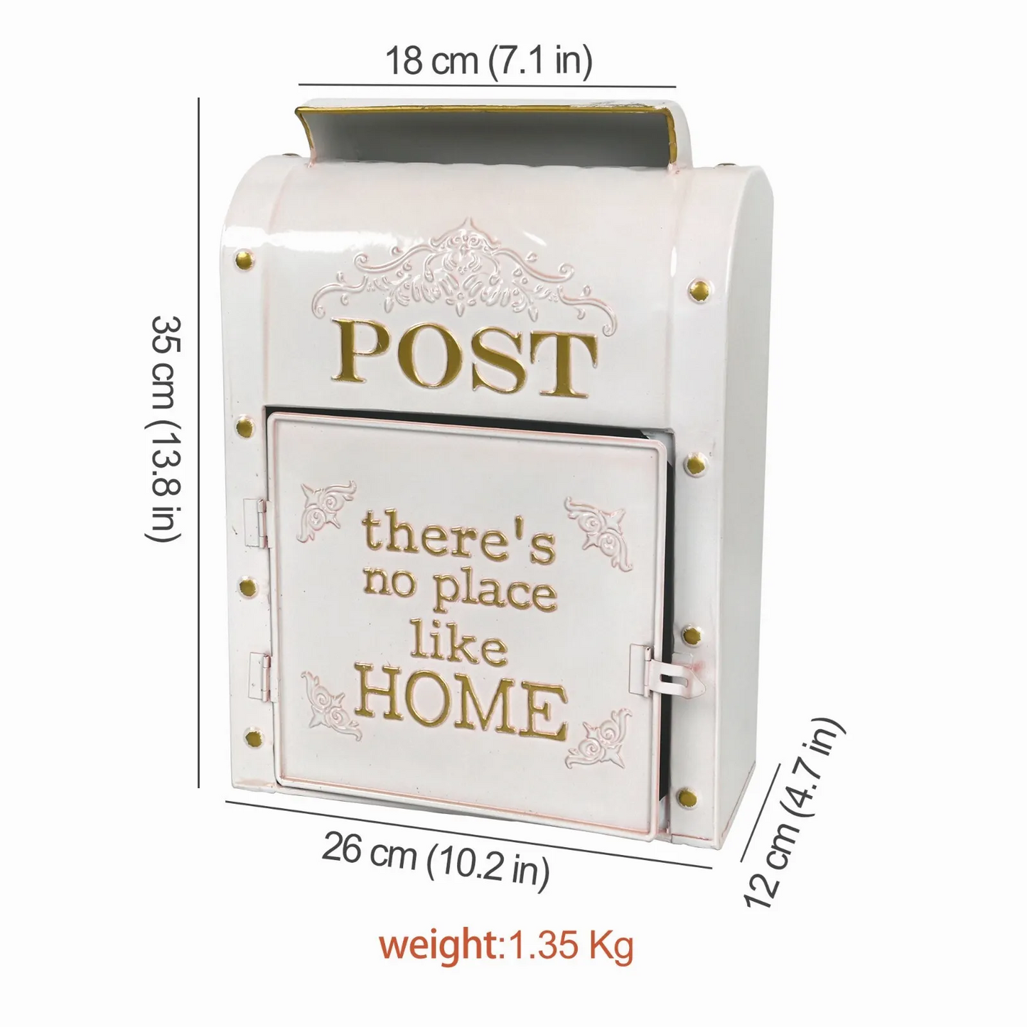 Charming 'There's No Place Like Home' Mailbox - Vintage-Inspired Decorative Mail Holder
